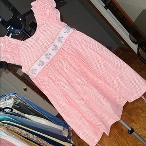 Laura Ashley Pink Gingham Dress with Floral Detail